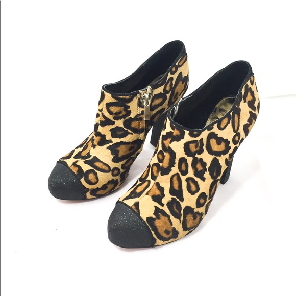 Sam Edelman Leopard Print Ankle Booties | Haircalf Leather | Size 8.5 - Picture 2 of 9